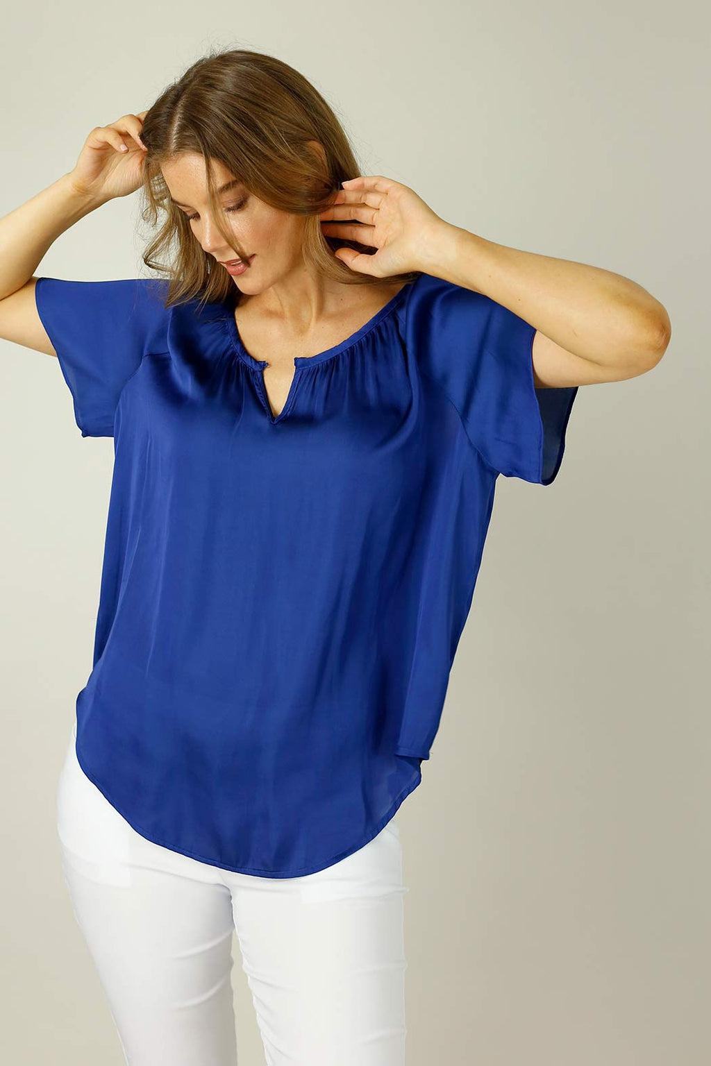 Cobalt Silky Victoria Blouse - SALE