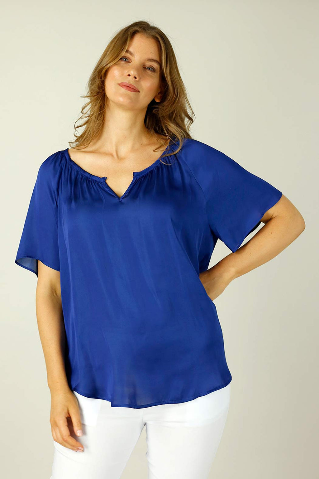 Cobalt Silky Victoria Blouse - SALE
