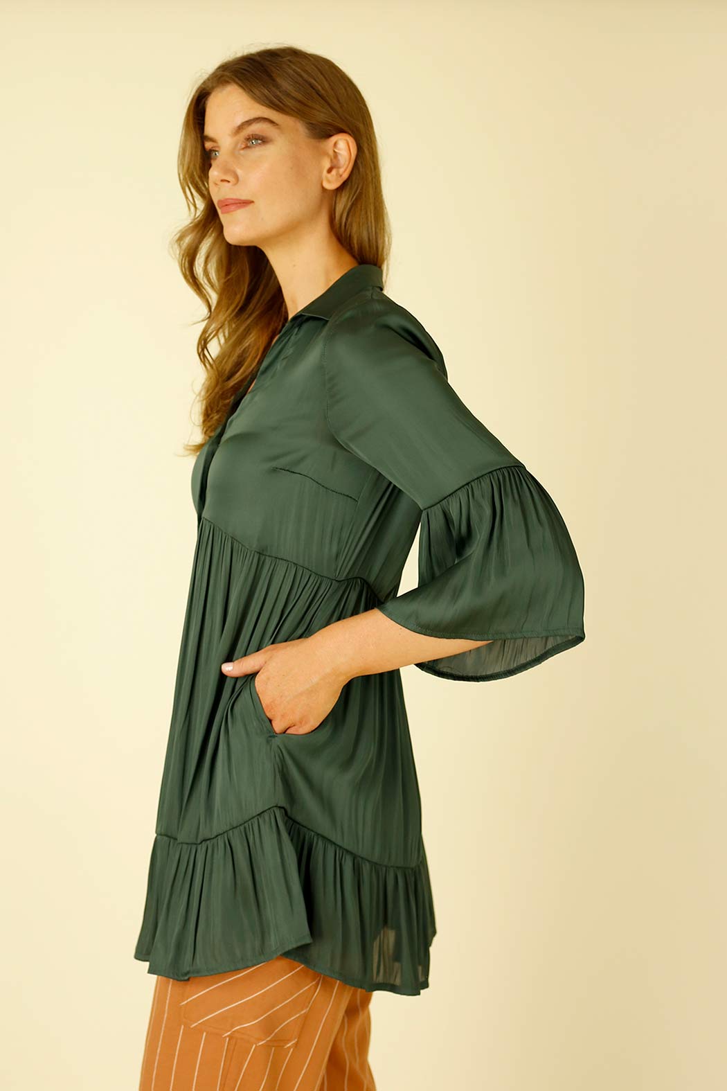 Teal Silky Ivy Shacket Shirt - SALE