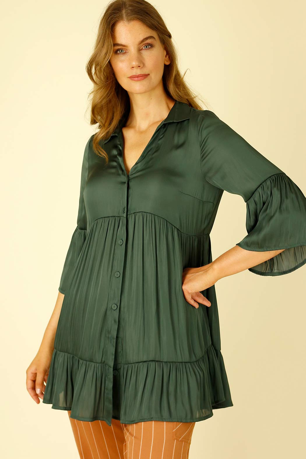 Teal Silky Ivy Shacket Shirt - SALE