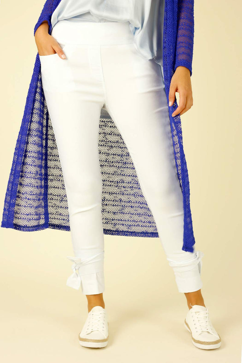 White Slim Ankle Tie Jean - SALE
