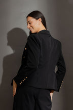 Black Stripe Sisca Midi Blazer Black Stripe