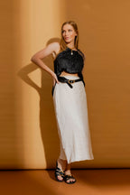 Black Crinkle Drawstring Cami