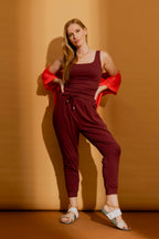 Burgundy Tencel Slouch Pant