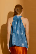 Blue Tie Neck Halter Top