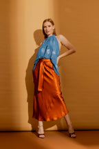 Blue Tie Neck Halter Top