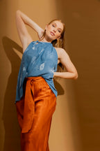 Blue Tie Neck Halter Top