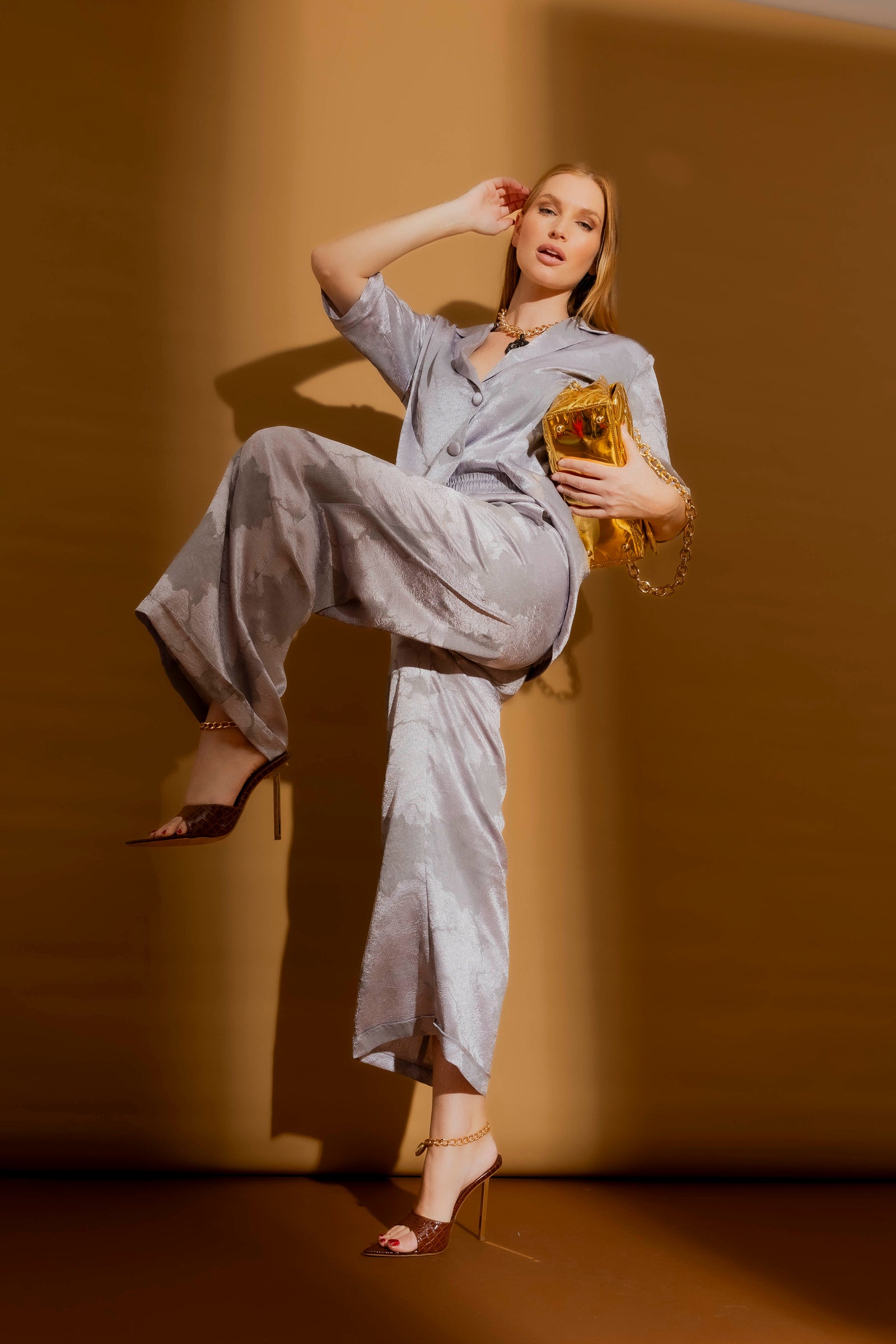 Silver Embossed Lounge Shirt