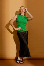 Green Bubble Drape Top