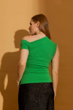 Green Bubble Drape Top