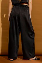 Black Silky Pull-On Pleat Pant