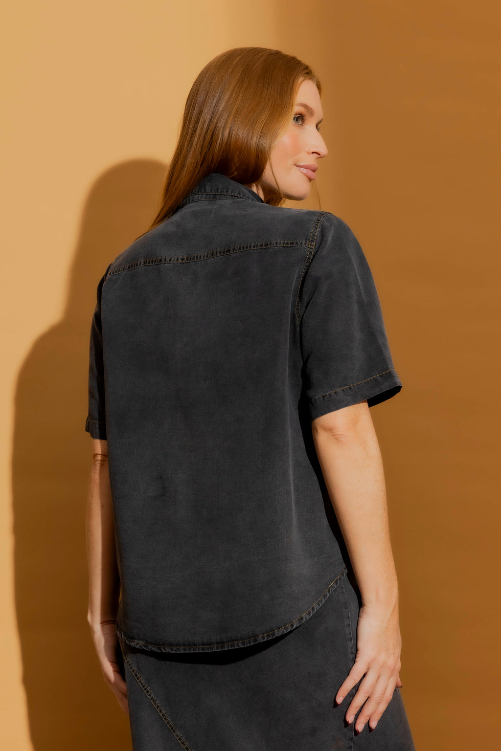 Washed Black Tencel Pocket Shirt Washed Black