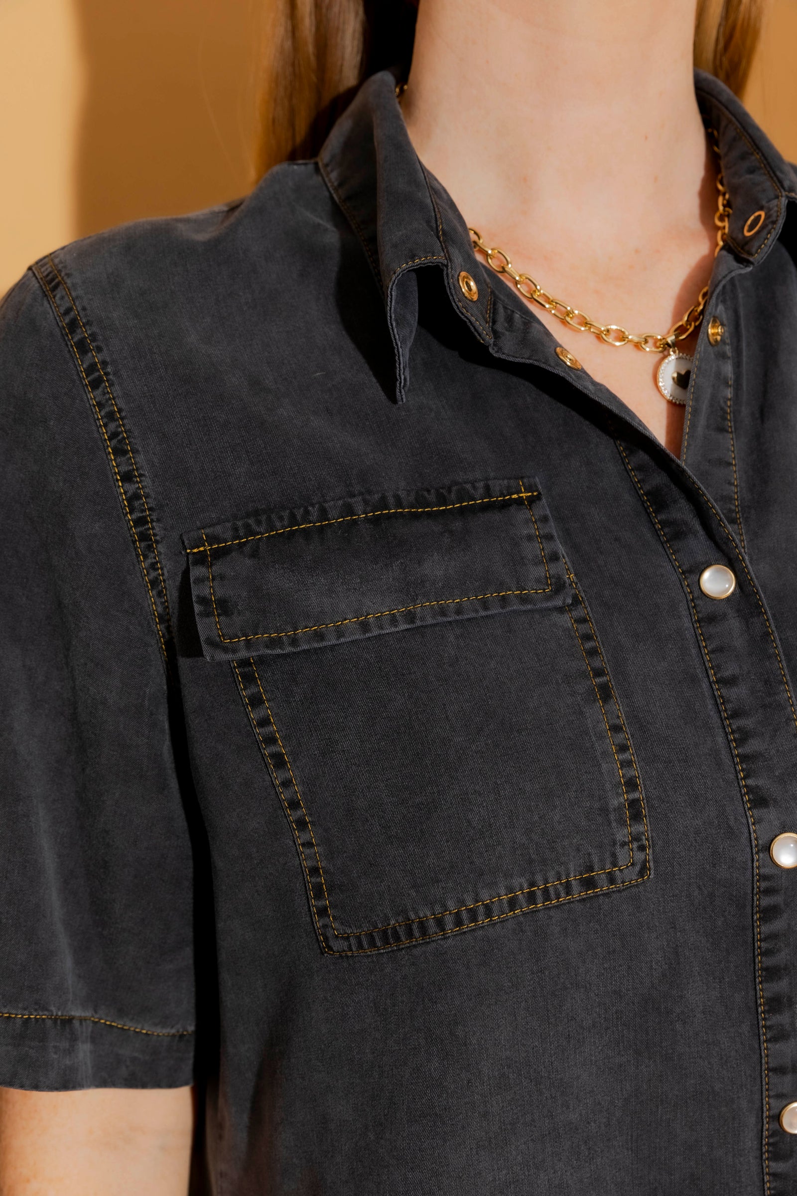 Washed Black Tencel Pocket Shirt Washed Black