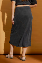 Washed Black Tencel Bias Skirt Washed Black
