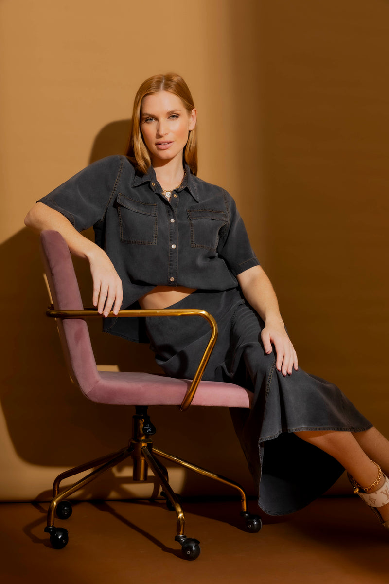 Washed Black Tencel Pocket Shirt Washed Black
