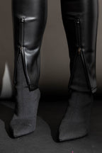 Black Faux Leather Zip Pant