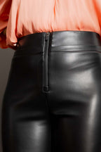 Black Faux Leather Zip Pant