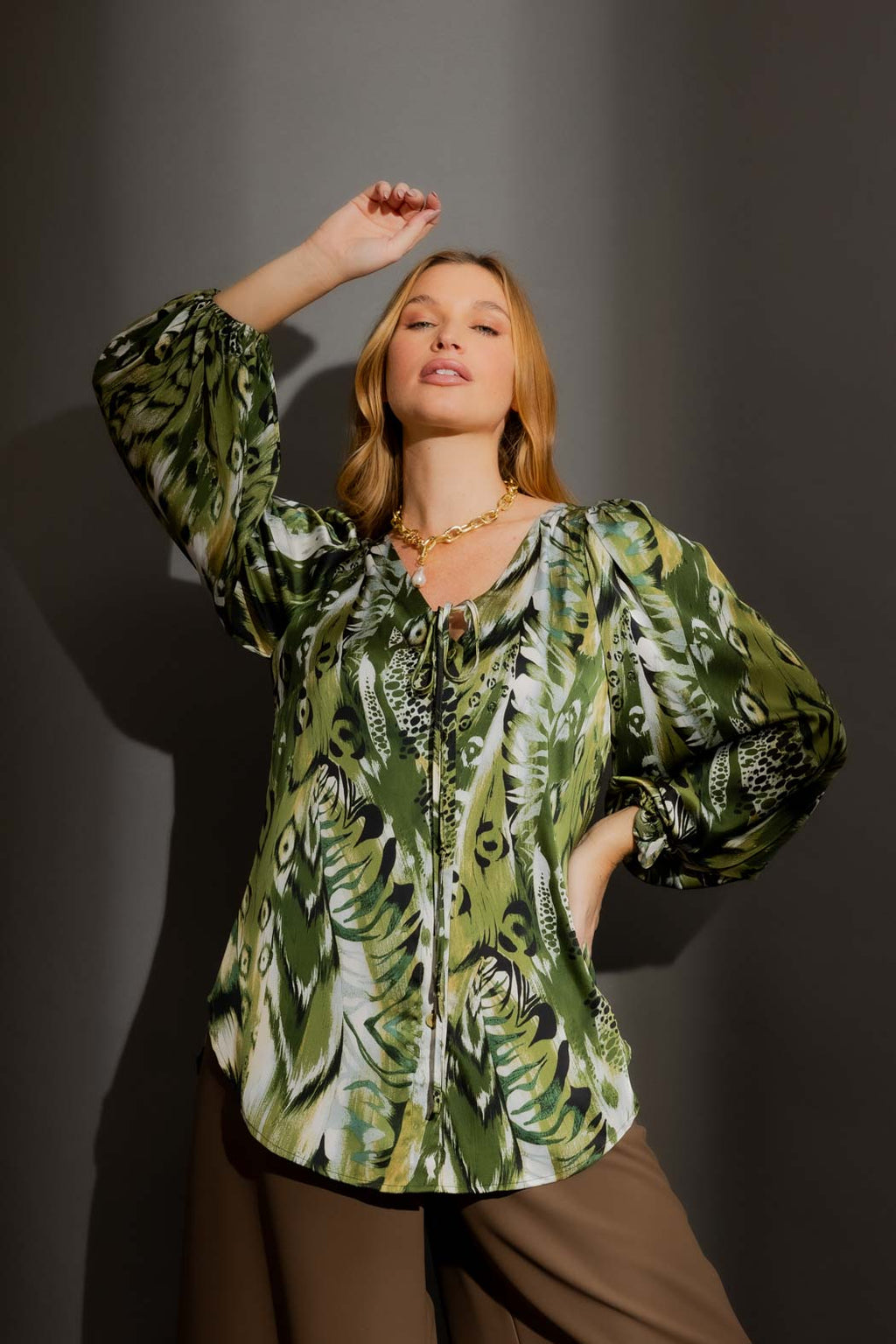 Green Silky Rae Blouse