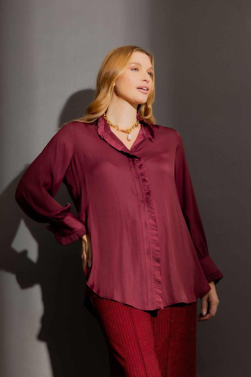 Wine Silky Roma Shirt