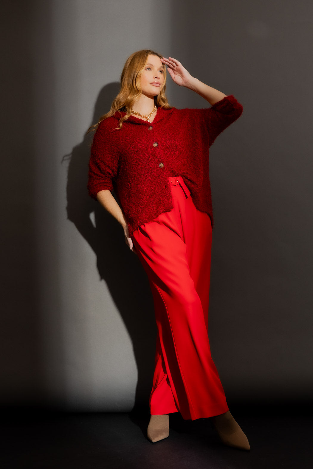 Burgundy Fluffy Hood Cardi