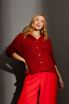 Burgundy Fluffy Hood Cardi