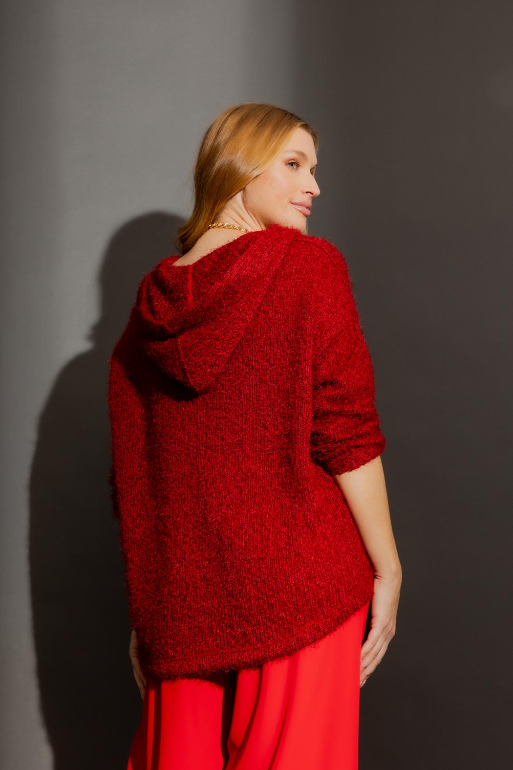 Burgundy Fluffy Hood Cardi