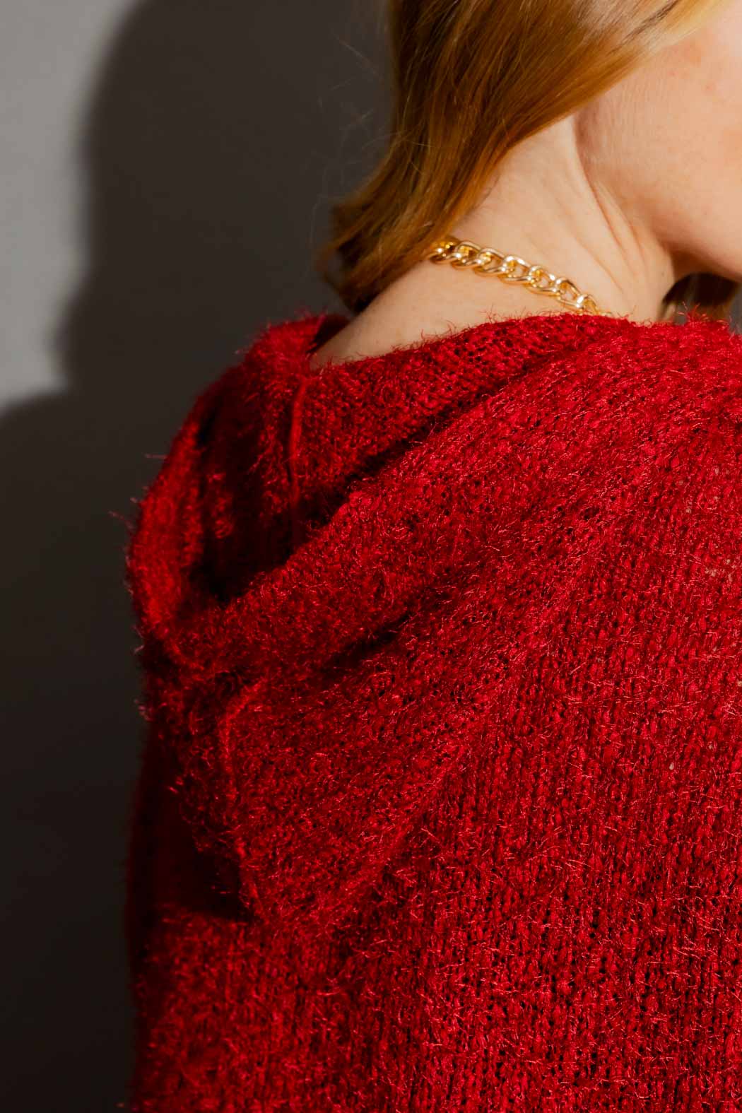 Burgundy Fluffy Hood Cardi