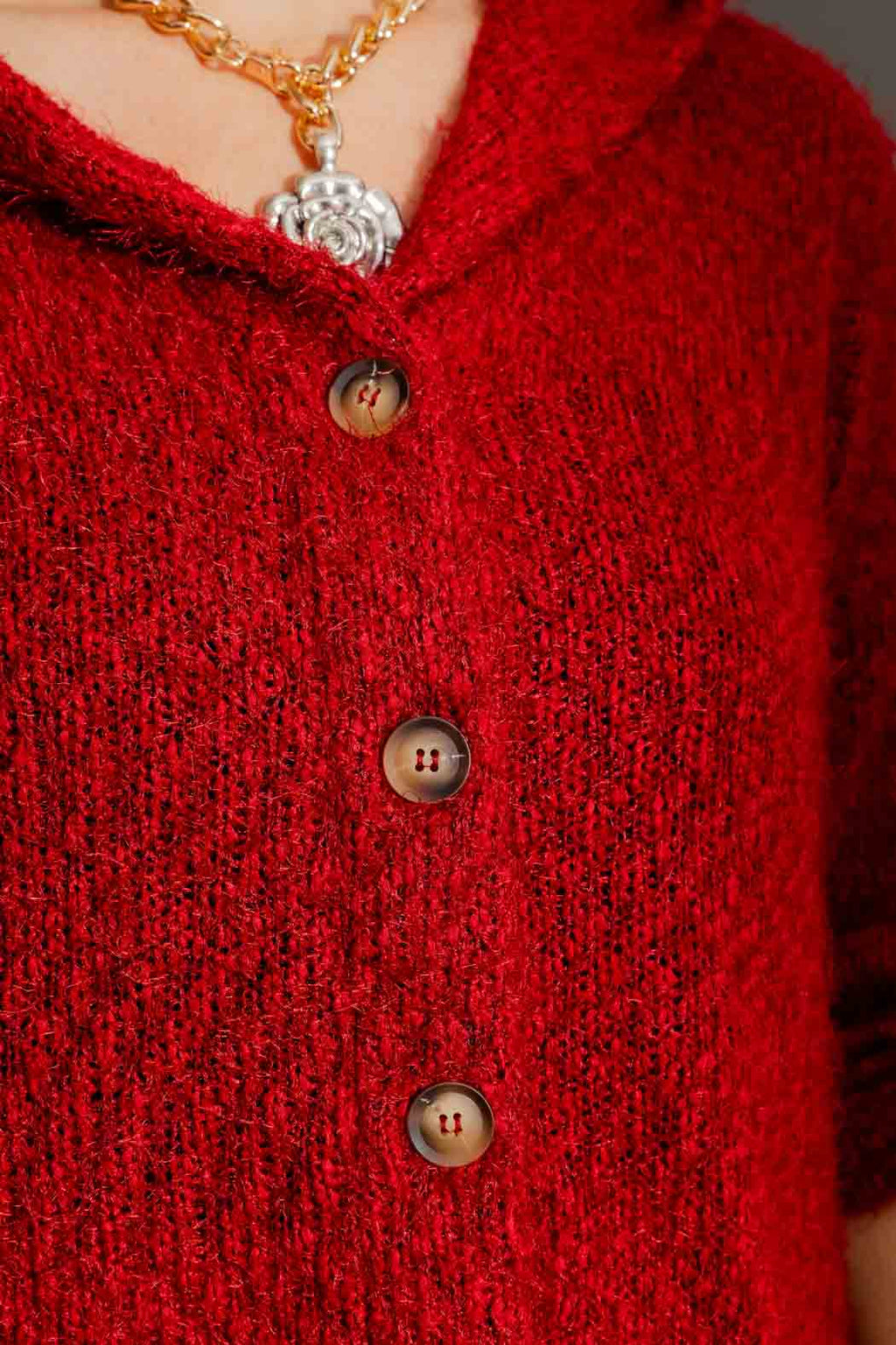 Burgundy Fluffy Hood Cardi