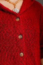 Burgundy Fluffy Hood Cardi