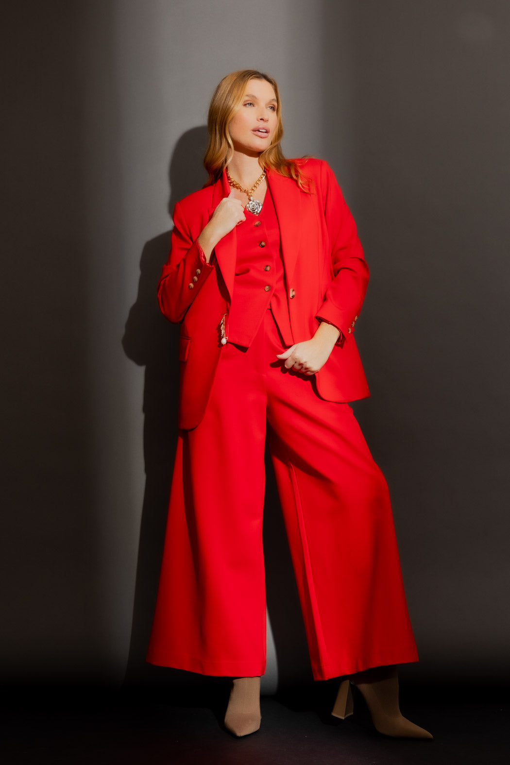 Red Ponte Oversized Blazer