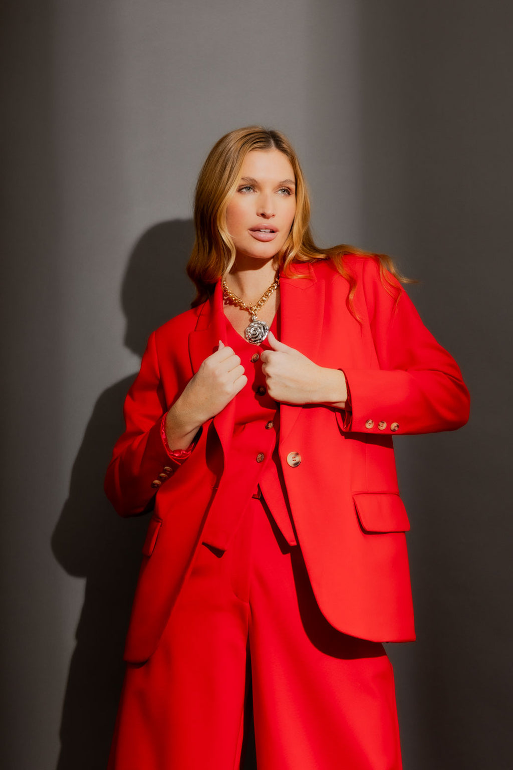 Red Ponte Oversized Blazer
