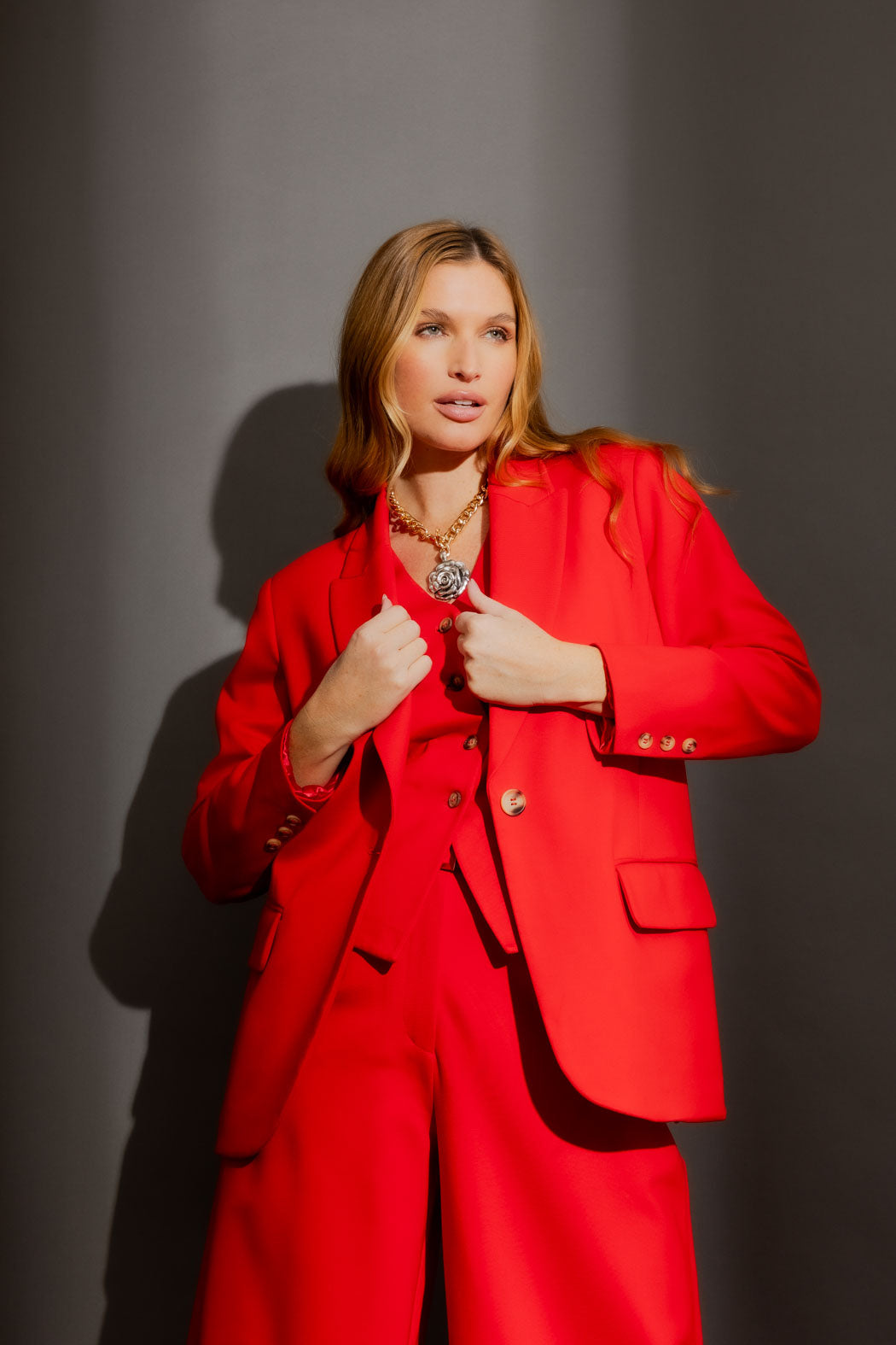 Red Ponte Oversized Blazer