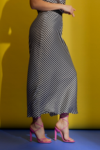 Thin Stripe Silky Bias Skirt Thin Stripe