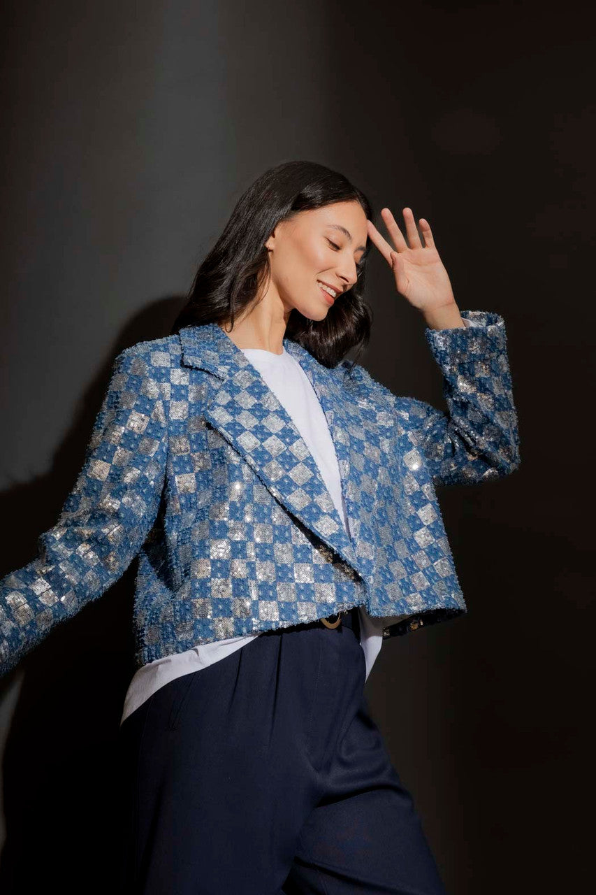 Chambray Denim Sequin Jacket