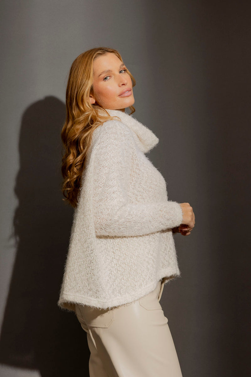 Ivory Fluffy Roll Neck Jumper