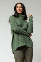 Sage Cable Roll Neck Jumper - Sale