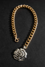 Gold/Silver Rose Necklace Gold/Silver O/S