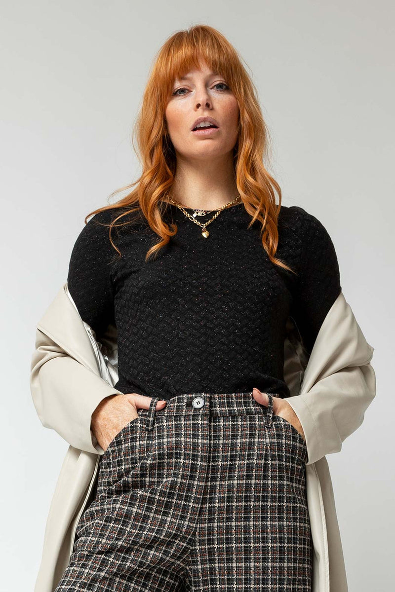 Black Lurex Basic Top