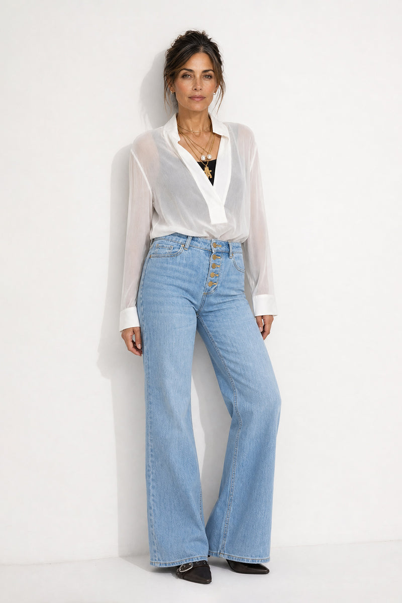 White Viscose Oversized Blogger Shirt