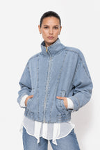 Light Denim Bomber Jacket
