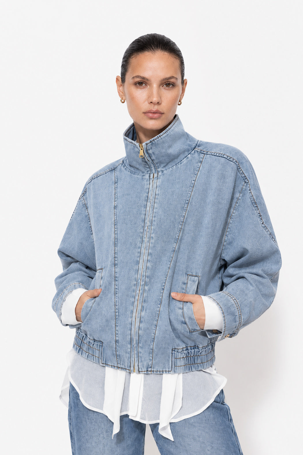 Light Denim Bomber Jacket