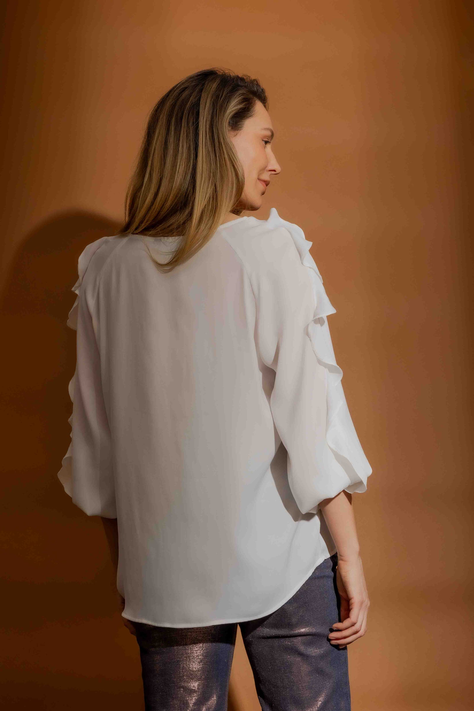 Ivory Raglan Frill Shirt