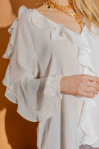 Ivory Raglan Frill Shirt