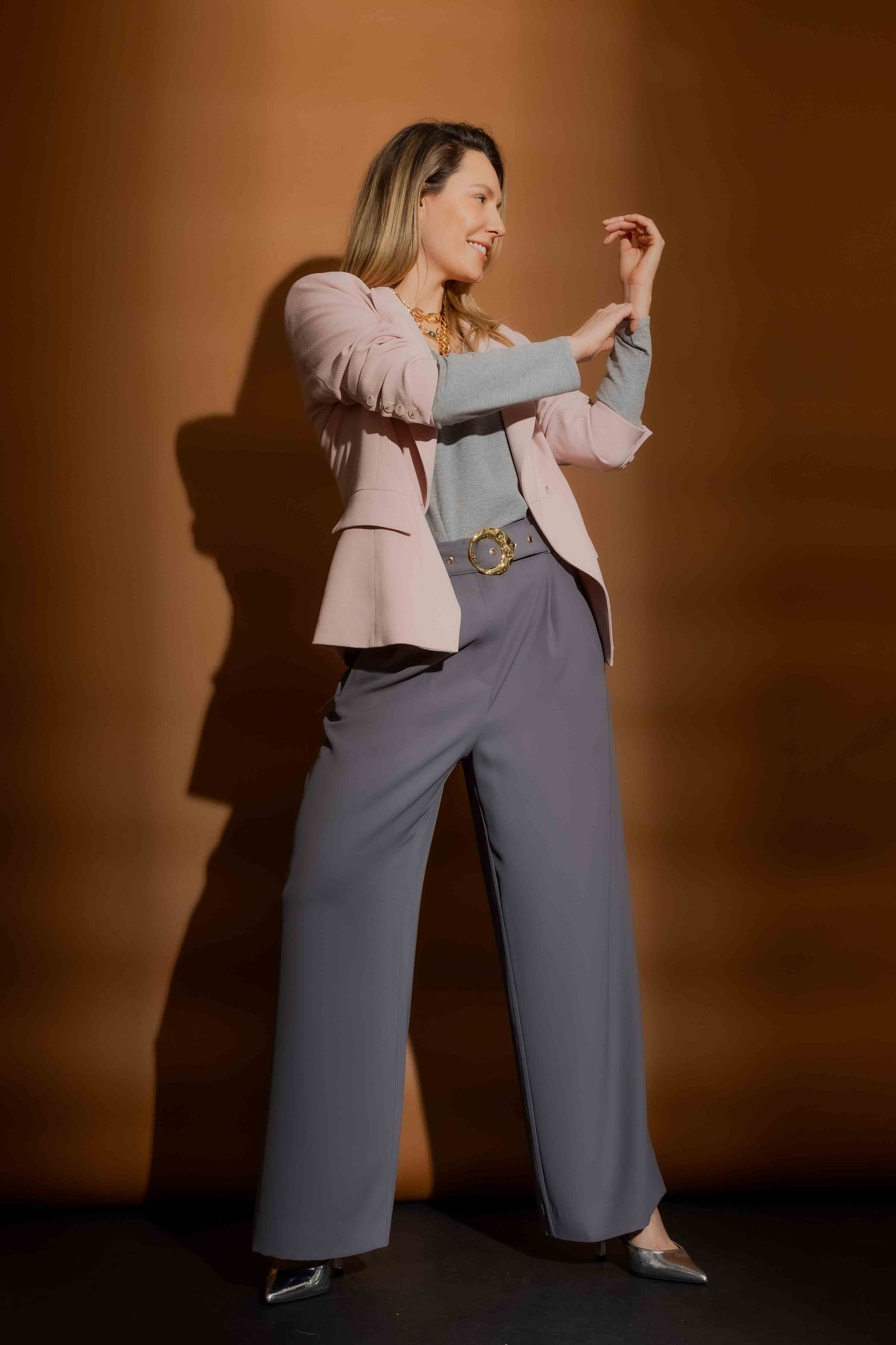 Grey Marle Washed V Neck Top Grey Marle