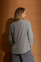 Grey Marle Washed V Neck Top Grey Marle