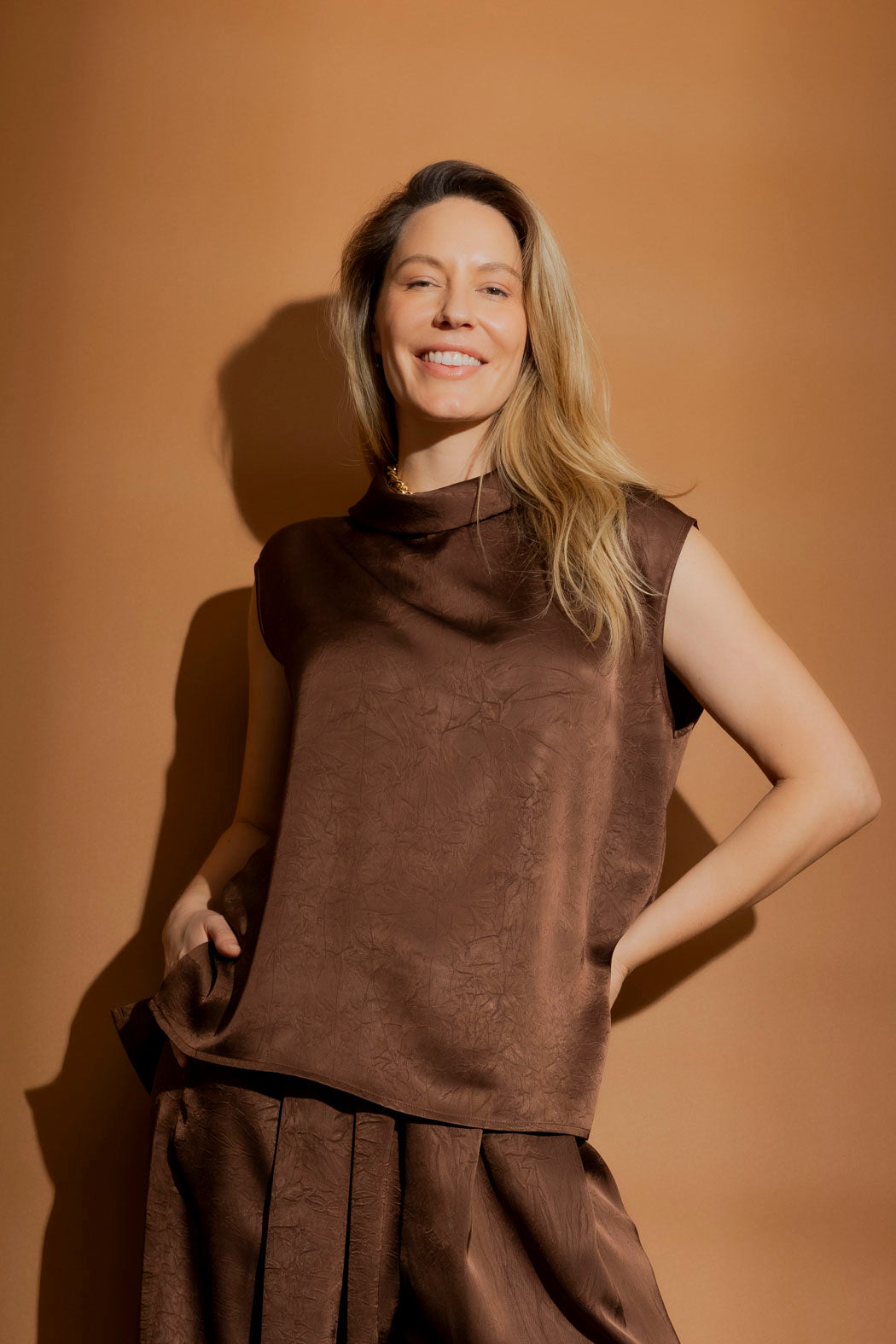 Chocolate Cowl Neck Top