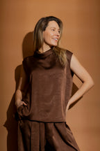 Chocolate Cowl Neck Top