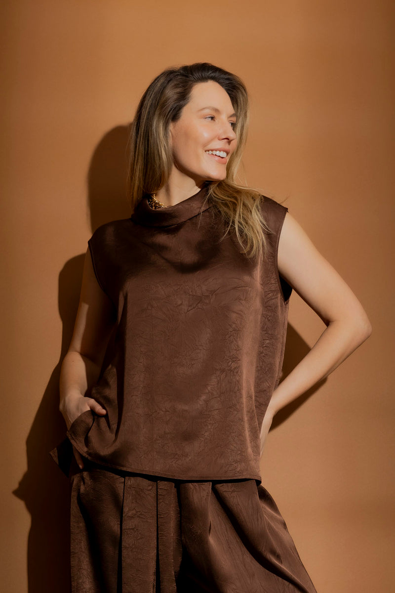 Chocolate Cowl Neck Top