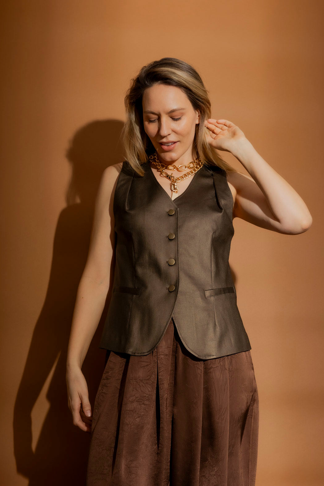 Chocolate Metallic Vest