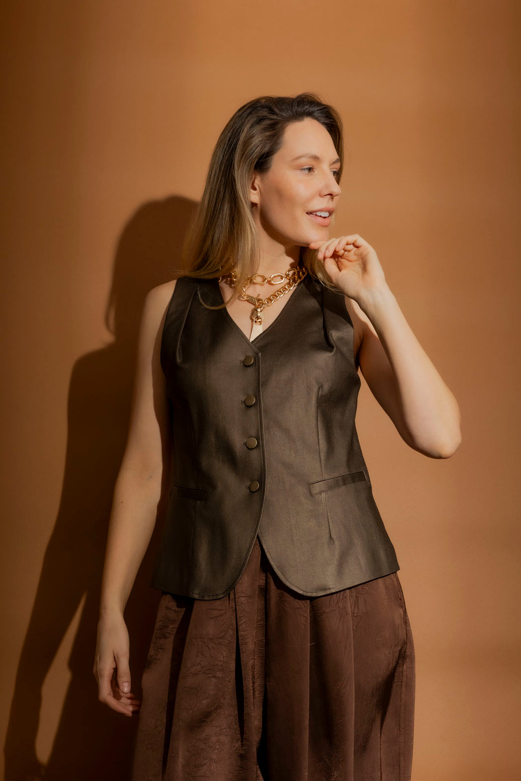 Chocolate Metallic Vest